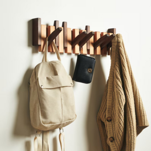 Solid Wood Piano Coat Rack Wall Mounted Handmade Coat Hat Hanger Backpack Holder Flip Down Piano Keys Shaped Hook Rack