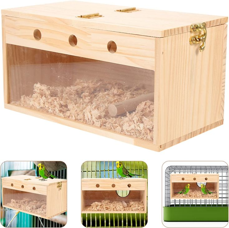 Wooden Small Bird Nesting Breeding Box Bird Cage Accessories Wood Bird Nest for Budgie Little Parakeet Lovebirds