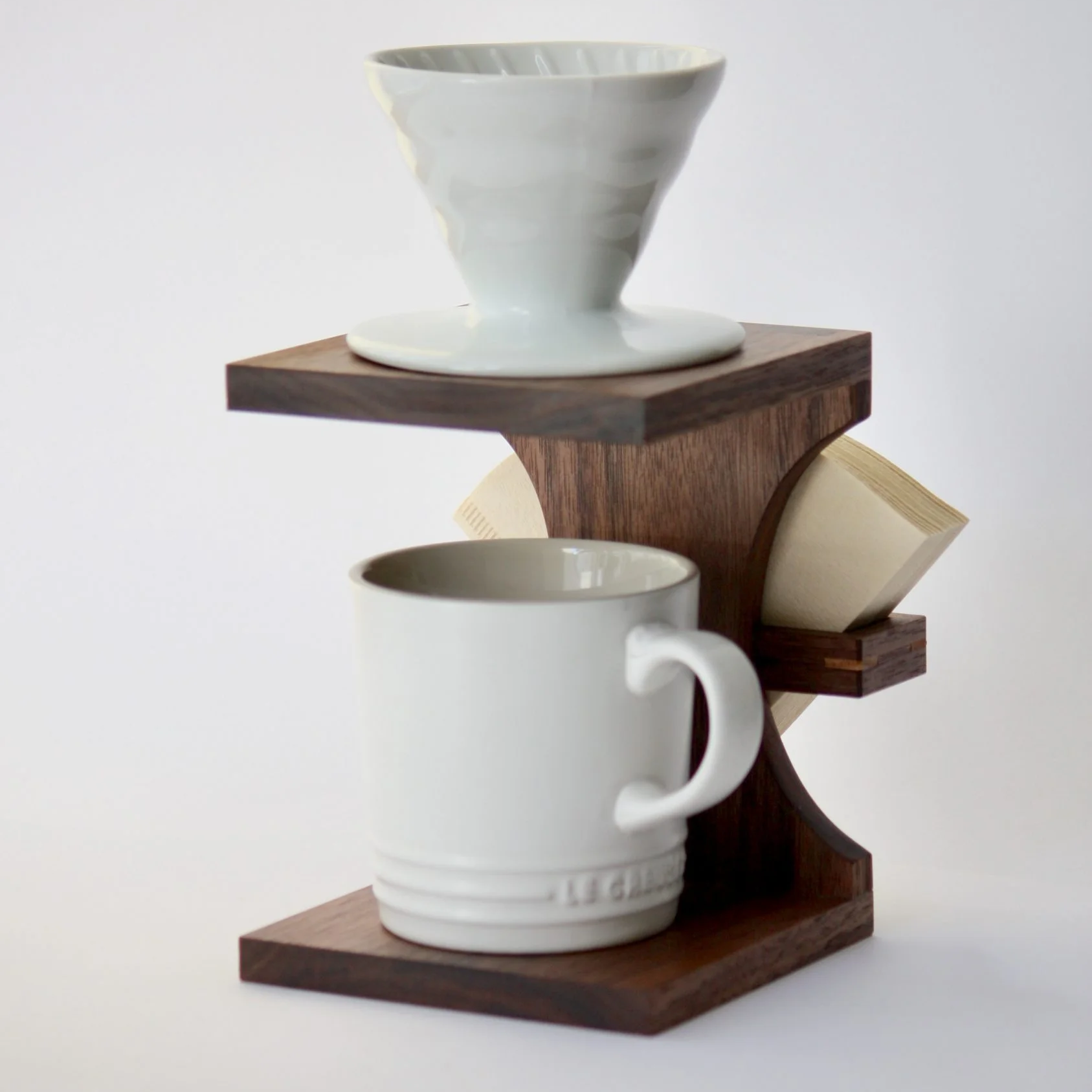 New Design Pour Over Coffee Stand V60 Handmade Wood Coffee Stand Bamboo Coffee Filter Holder with Dripper Paper Stand