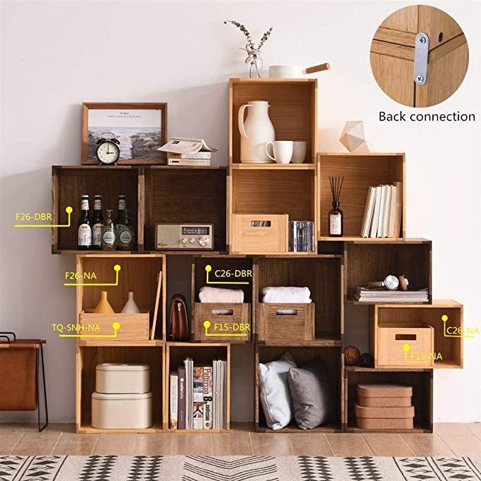 JUNJI Wood Storage Cube Basket Bins Organizer for Home Books Clothes Toy Modular Open Cubby Storage BOX