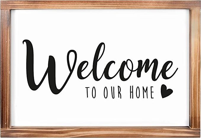 JUNJI Welcome to Our Home Sign Rustic Farmhouse Decor for the Home Sign Wall Decorations for Living Room wall sign