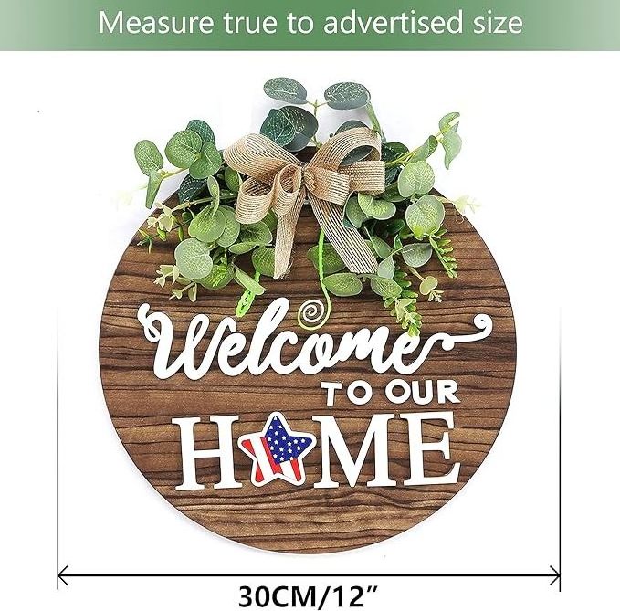 Seasonal welcome sign Front door decoration,wall hanging outdoors, suitable for spring, summer, fall holiday Halloween Christmas