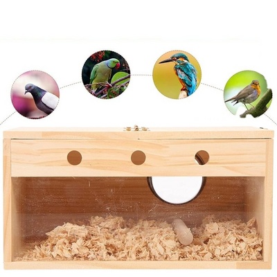 Wooden Small Bird Nesting Breeding Box Bird Cage Accessories Wood Bird Nest for Budgie Little Parakeet Lovebirds