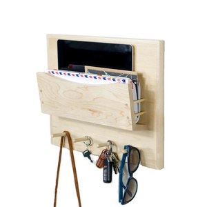 Wholesale Wood Mail and Key Organizer Small Entryway Organizer for Keys Handmade Wood Mail Shelf