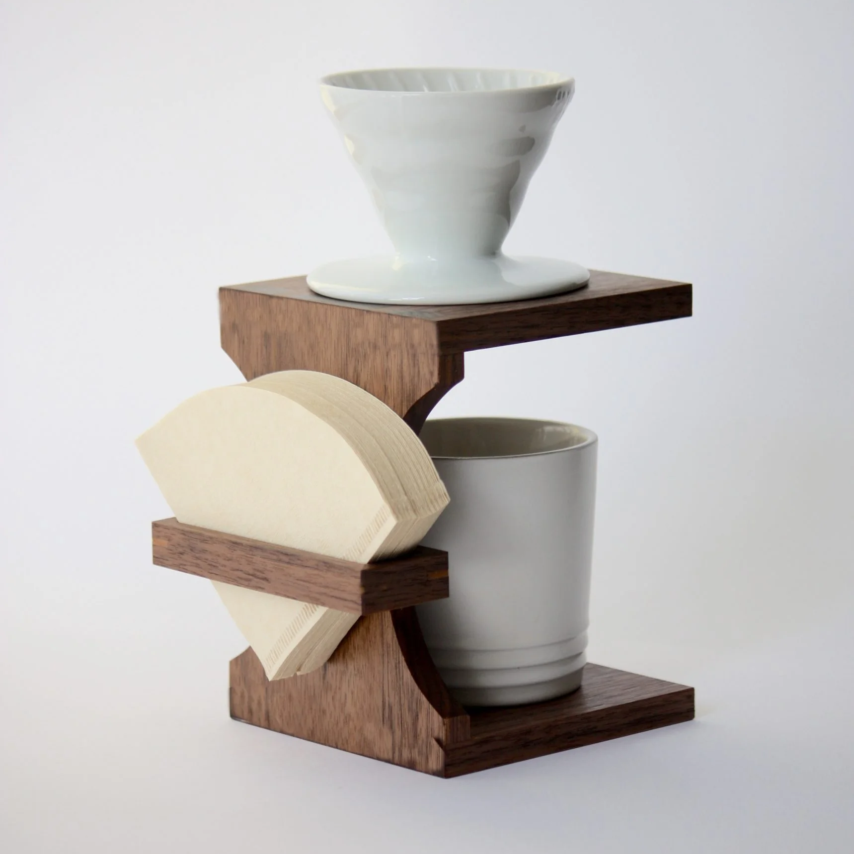 New Design Pour Over Coffee Stand V60 Handmade Wood Coffee Stand Bamboo Coffee Filter Holder with Dripper Paper Stand