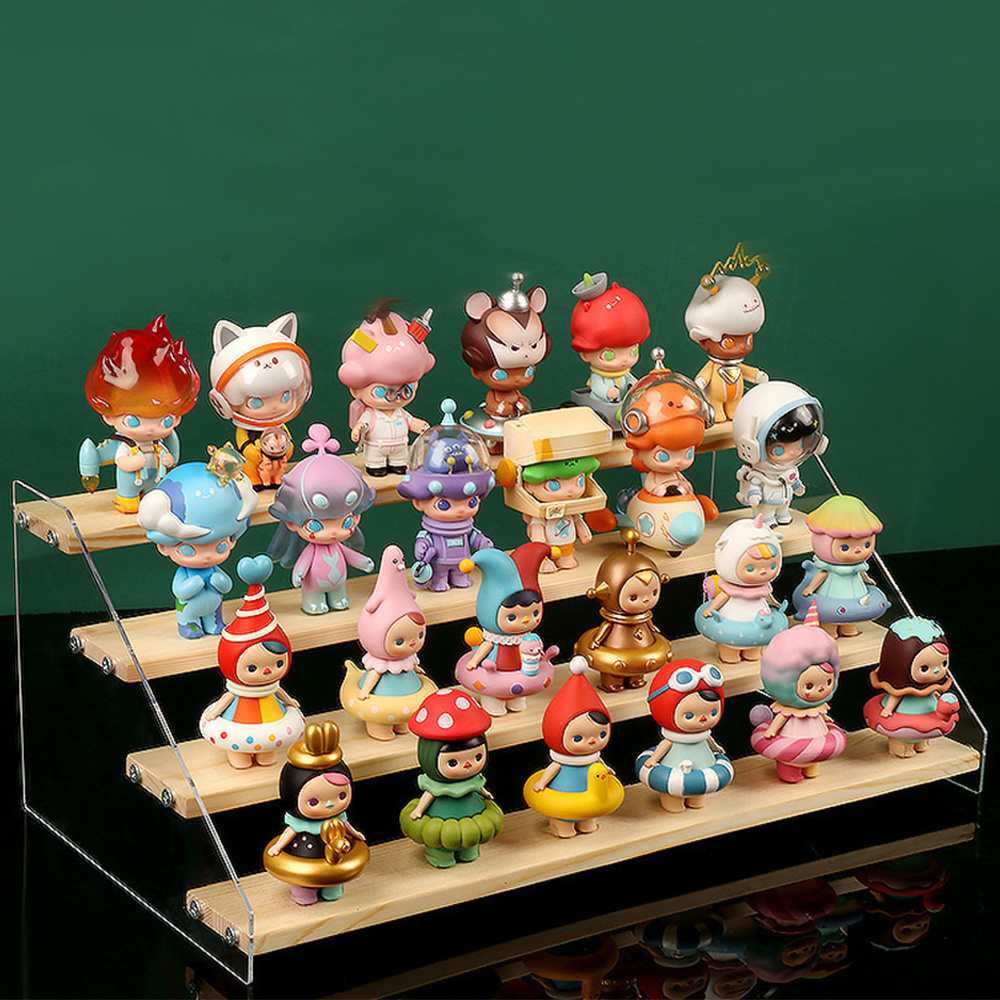 Latest Acrylic Wood Display Table Shelves Goods Cosmetics Perfume Dolls Toy Models Caricature Character Makeup Display Holder