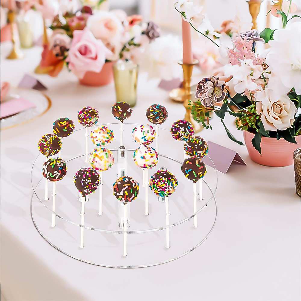 Acrylic Display Stand 16-Hole Stick Lollipop Holder Cake Pop Display Stand Suitable For Wedding Birthday Party Candy Decoration