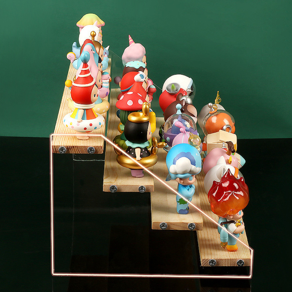 Latest Acrylic Wood Display Table Shelves Goods Cosmetics Perfume Dolls Toy Models Caricature Character Makeup Display Holder