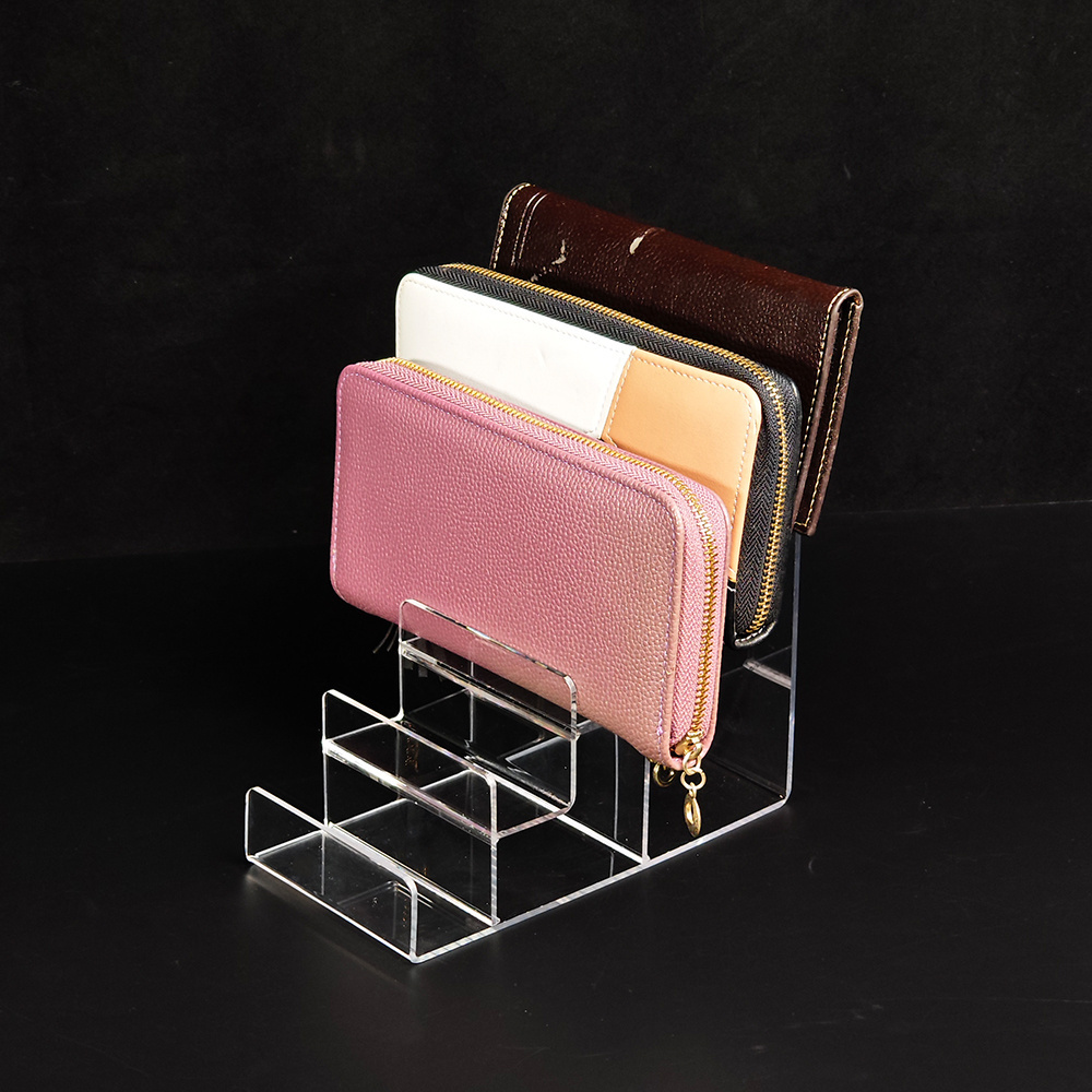 Clear Acrylic Wallet Display Stand 5 Tiers Acrylic Purse Stand Holder Perspex Purse Display Holder Rack