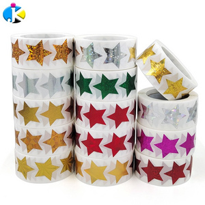 Spot 1 roll of 500 stickers colored stars thank you stickers gift goods decorative seal tag hot bronzing Label