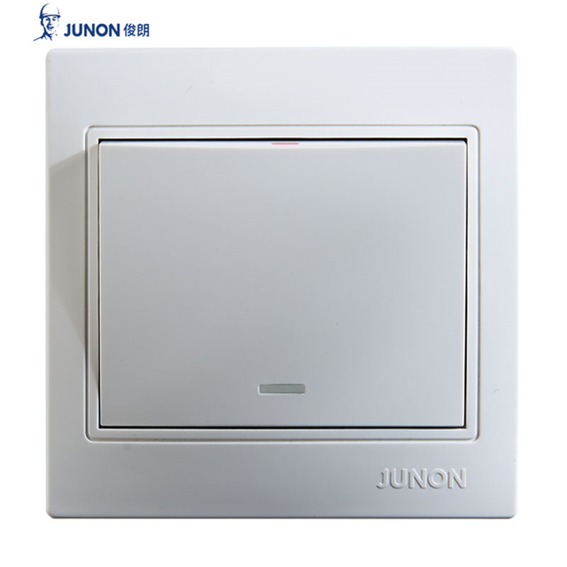 JUNON Meatal and Plastic Two Gang One Way Electrical Wall Switch with LED Light