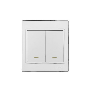 JUNON Meatal and Plastic Two Gang One Way Electrical Wall Switch with LED Light