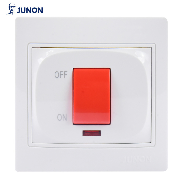 JUNON Meatal and Plastic Two Gang One Way Electrical Wall Switch with LED Light