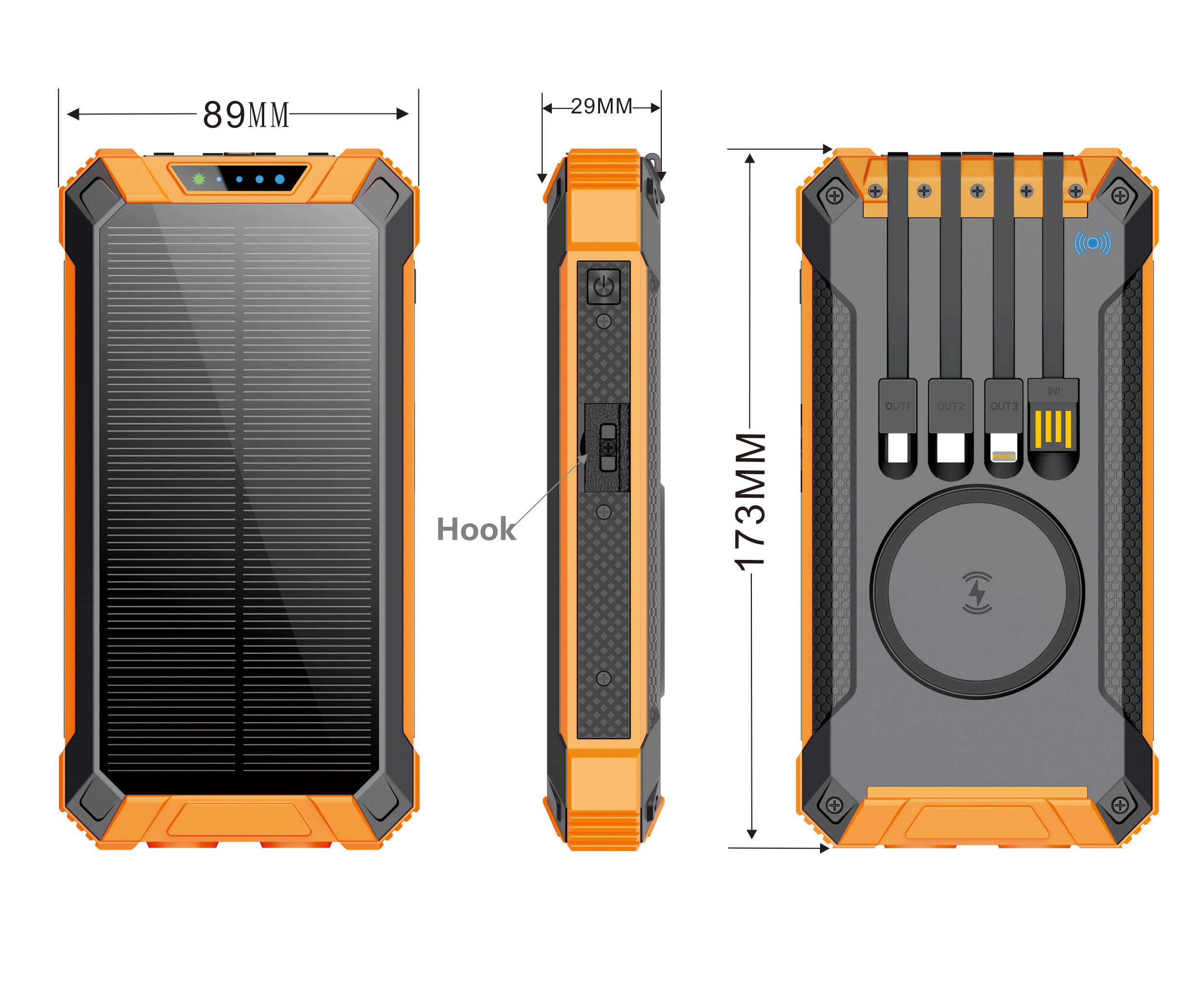 Magnet Solar Panel Charger Portable phone Battery Powerbank 20000mAh fast charging Solar Wireless magnetic Power Bank With Light