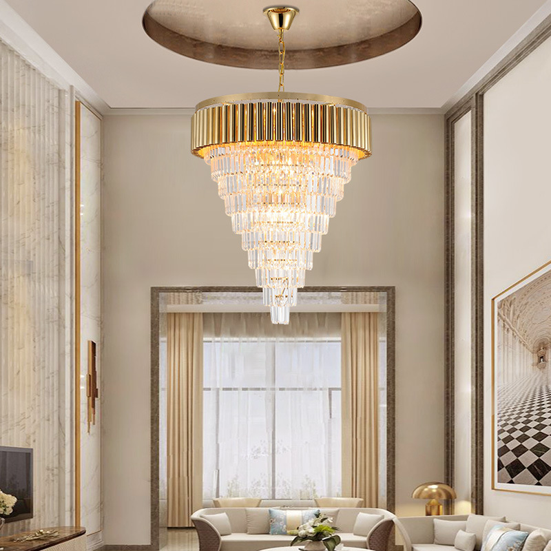 Light luxury postmodern crystal chandelier living room dining room duplex corridor bedroom entry creative villa stair lamp