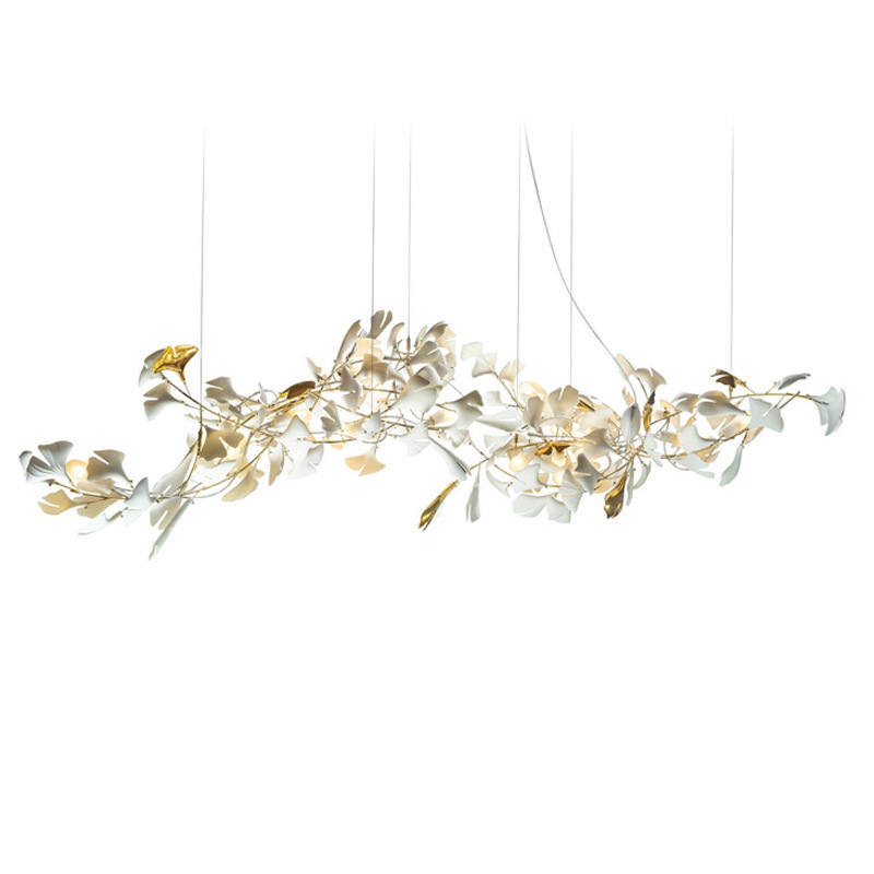 Art new ceramic ginkgo tree leaves restaurant chandelier designer personality bar stairwell sales office light