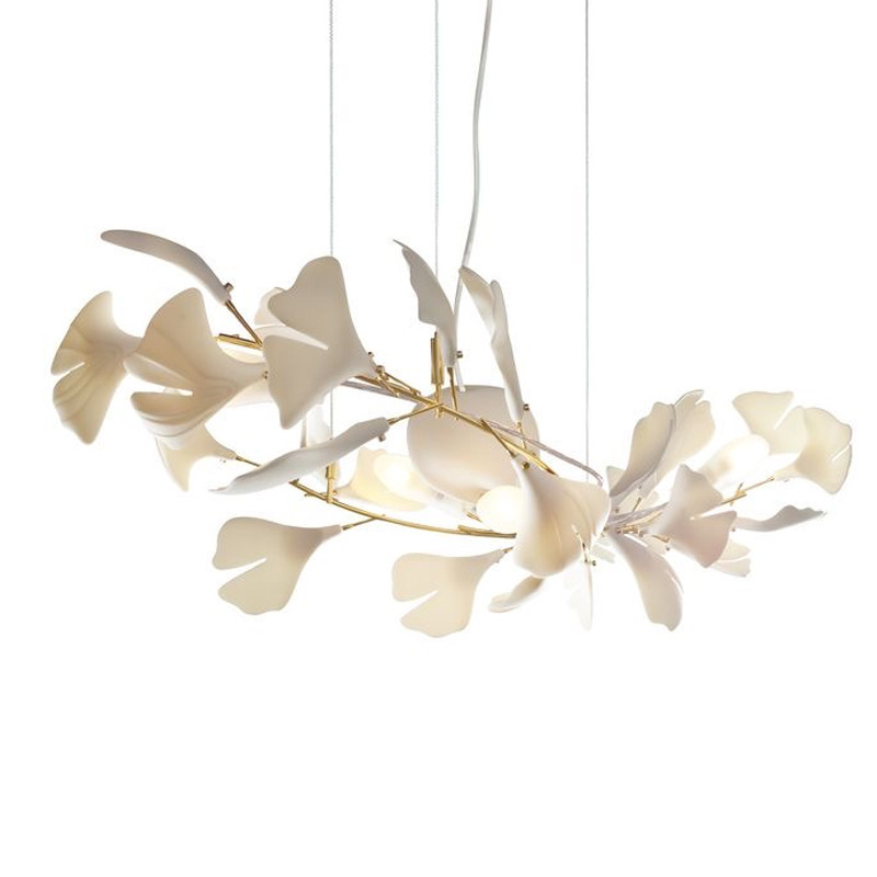 Art new ceramic ginkgo tree leaves restaurant chandelier designer personality bar stairwell sales office light