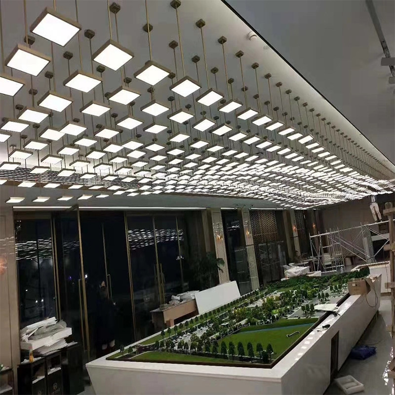 Hotel non-standard creative chandelier shopping mall exhibition hall large irregular square ceiling light