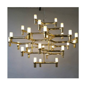 Nordic Design Living Room High Ceilings Golden Brass Pendant Light Luxury Led Modern Chandelier