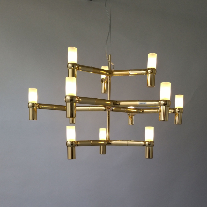 Nordic Design Living Room High Ceilings Golden Brass Pendant Light Luxury Led Modern Chandelier