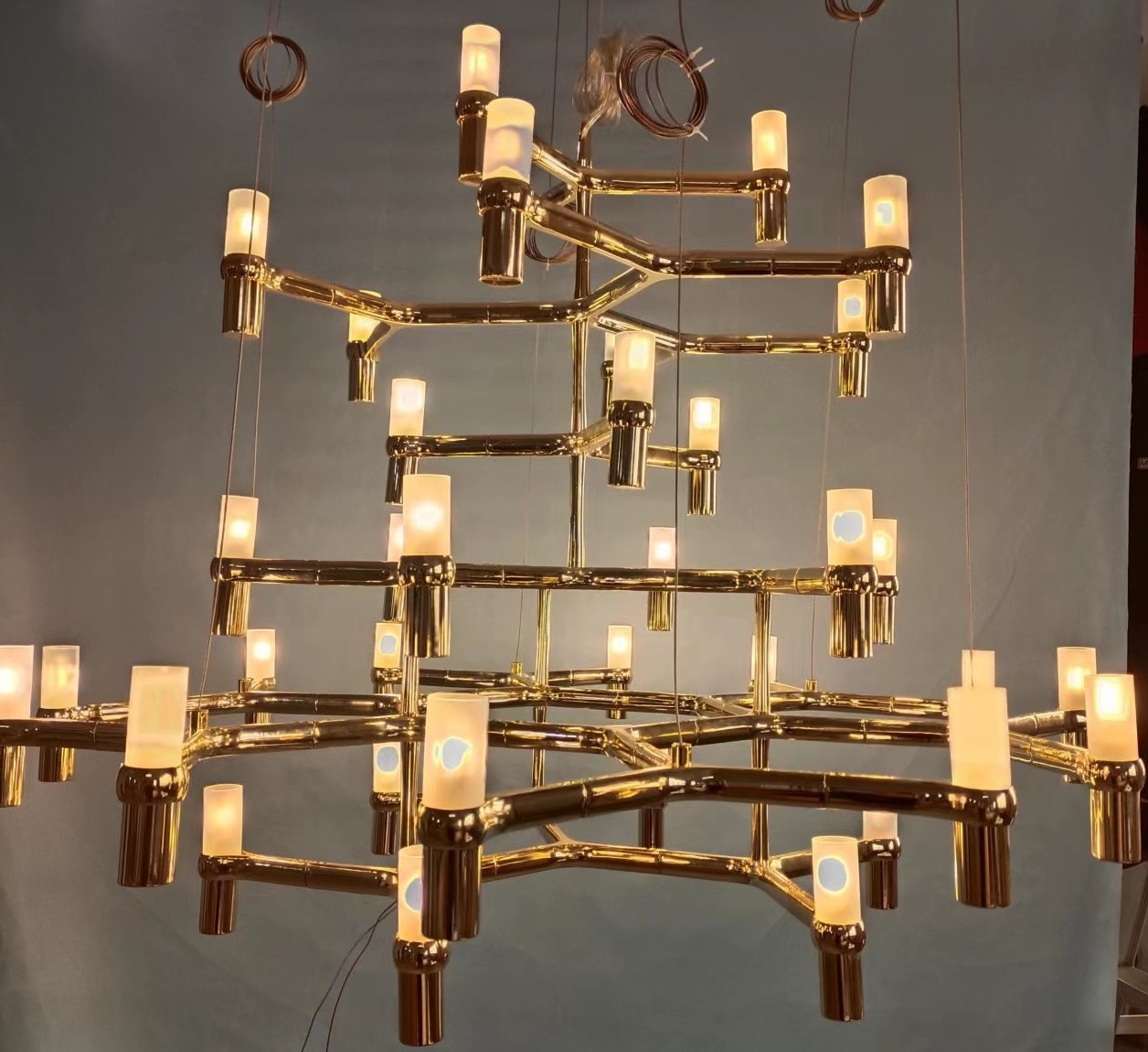 Nordic Design Living Room High Ceilings Golden Brass Pendant Light Luxury Led Modern Chandelier