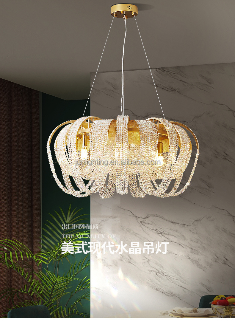 American living room chandelier modern minimalist light luxury tassel dining room lighting creative personality bedroom crystal