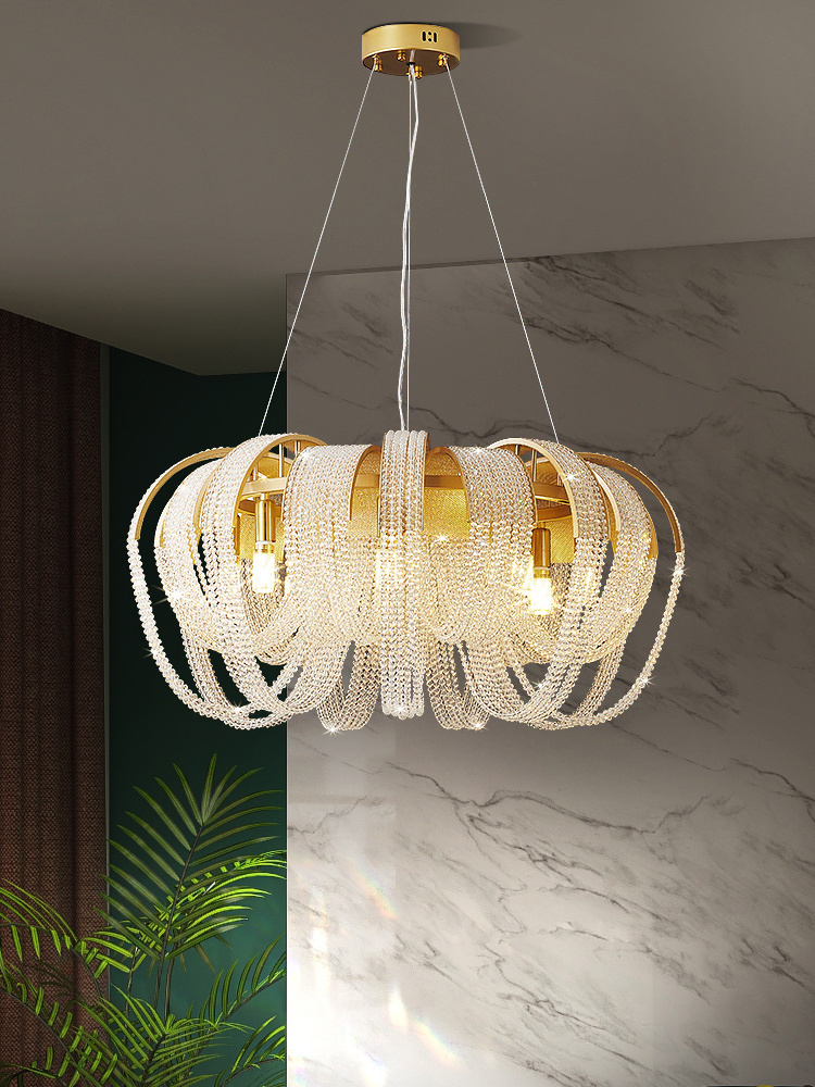 American living room chandelier modern minimalist light luxury tassel dining room lighting creative personality bedroom crystal