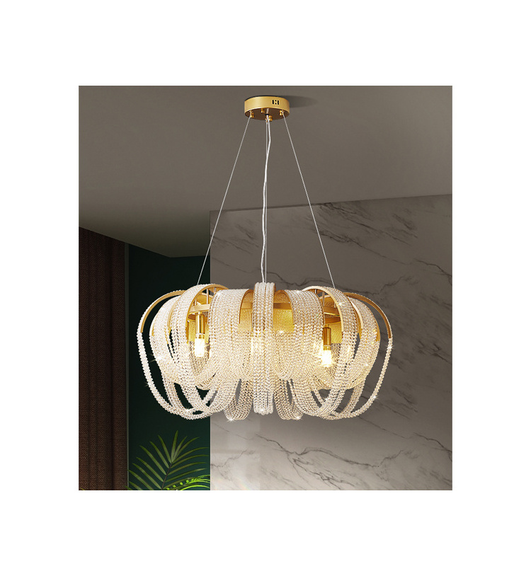 American living room chandelier modern minimalist light luxury tassel dining room lighting creative personality bedroom crystal