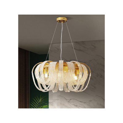 American living room chandelier modern minimalist light luxury tassel dining room lighting creative personality bedroom crystal