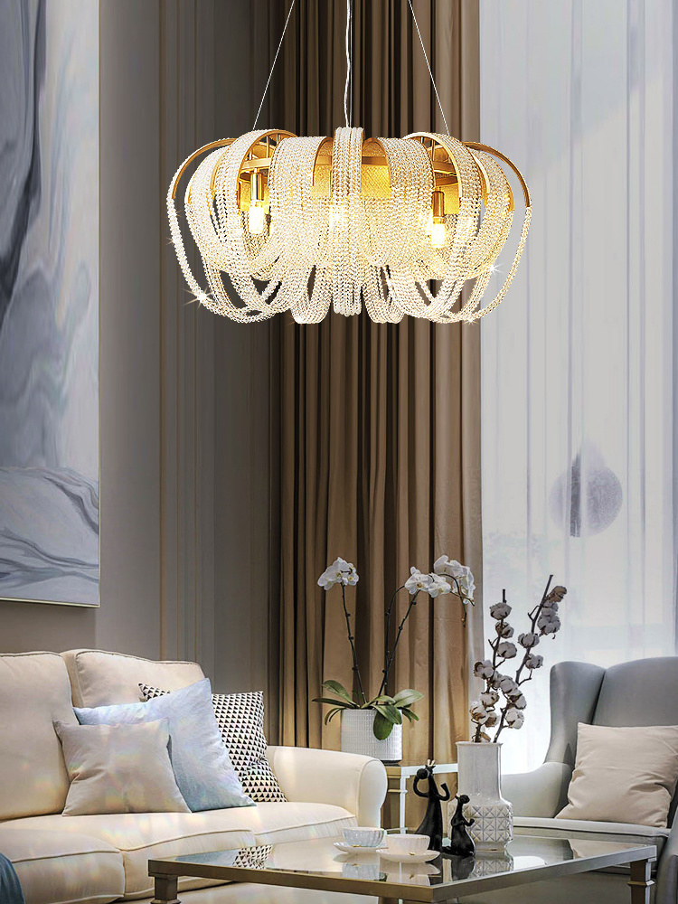 American living room chandelier modern minimalist light luxury tassel dining room lighting creative personality bedroom crystal