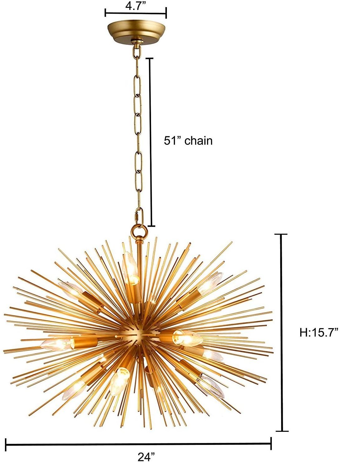 Home decor pendant modern metal branch sputnik hanging lamp chandelier for hotel/ home