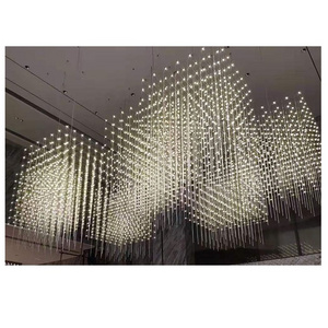 Large hotel lobby light cube chandelier custom manufacturers professional sales office sand table area chandelier