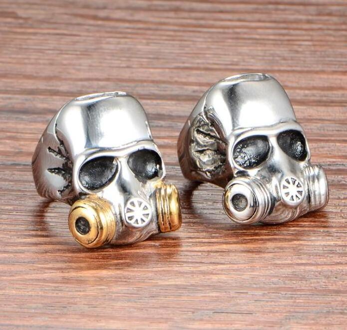 Gas Mask Skull Stainless Steel Punk Gothic Mens Skull Ring