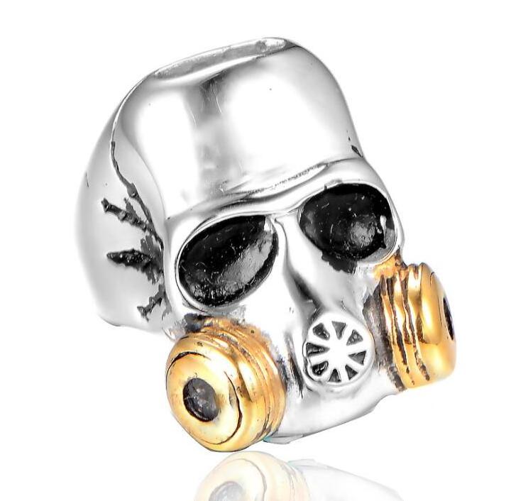 Gas Mask Skull Stainless Steel Punk Gothic Mens Skull Ring