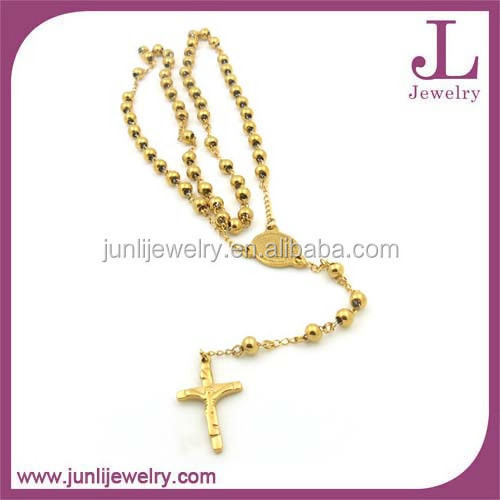 Stainless Steel Catholic Crucifix Cross Religious Rosary Necklace