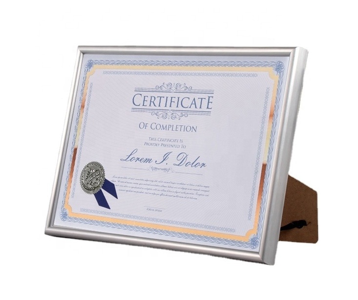 4x6 5x7 8x10 Modern Decorative Business License Certificate Diploma  Alloy Aluminium A4 Photo Frame