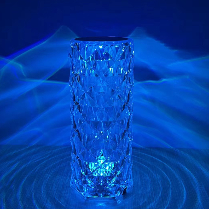 Factory wholesale rose table lamp Crystal RGB touch dimming bedroom living room LED table lamp