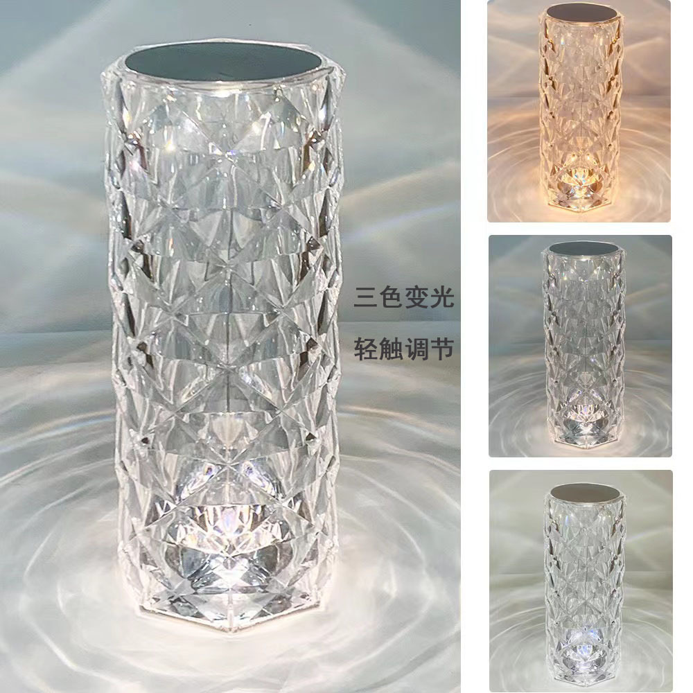 Crystal Decorative RechargeableTable Lamp Touch y Control Rose Crystal Lamp For Bedromm