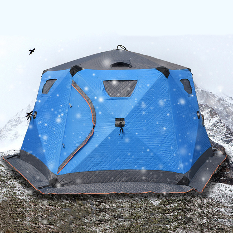 Pop Up custom ice shelter Hexagon sauna tent portable Square hiking insulated camping Automatic ice cube winter fishing tent