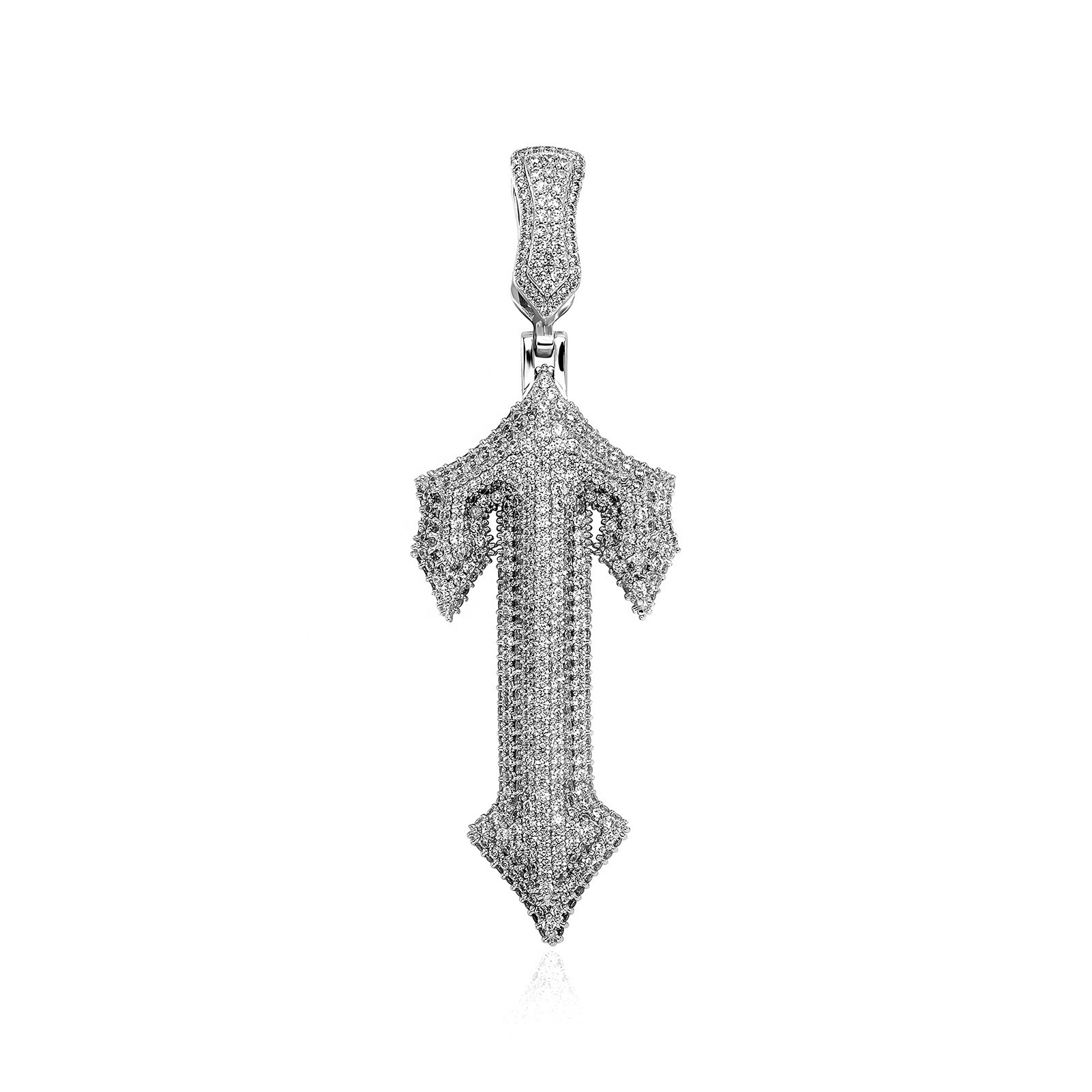 925 Sterling Silver Hip Hop Sword Pendant Full CZ Zircon Cross Necklace Ice Out Cross Pendant Fine Jewelry Pendants For Necklace