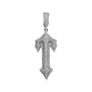 925 Sterling Silver Hip Hop Sword Pendant Full CZ Zircon Cross Necklace Ice Out Cross Pendant Fine Jewelry Pendants For Necklace