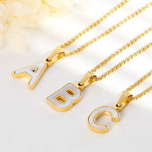 26 Letter Stainless Steel Pendant Necklace For Women Fashion Classic English alphabet letters Necklace For Madam Metal Jewelry