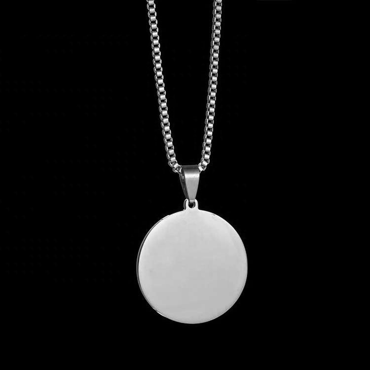 Stainless Steel jewelry round initial Engraving Blank pendants Necklace Personalized Name logo Photo necklace for women men Hot