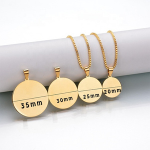 Stainless Steel jewelry round initial Engraving Blank pendants Necklace Personalized Name logo Photo necklace for women men Hot