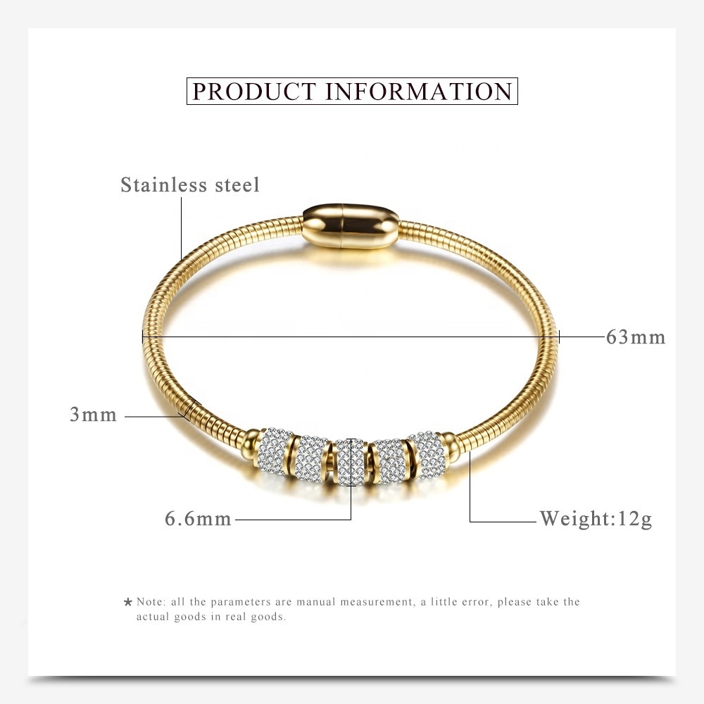 Wholesale Latest Design Jewelry Cheap Titanium Magnetic Clasp Bracelet Bangle Women Accessories Stainless Steel Zirconia Jewelry