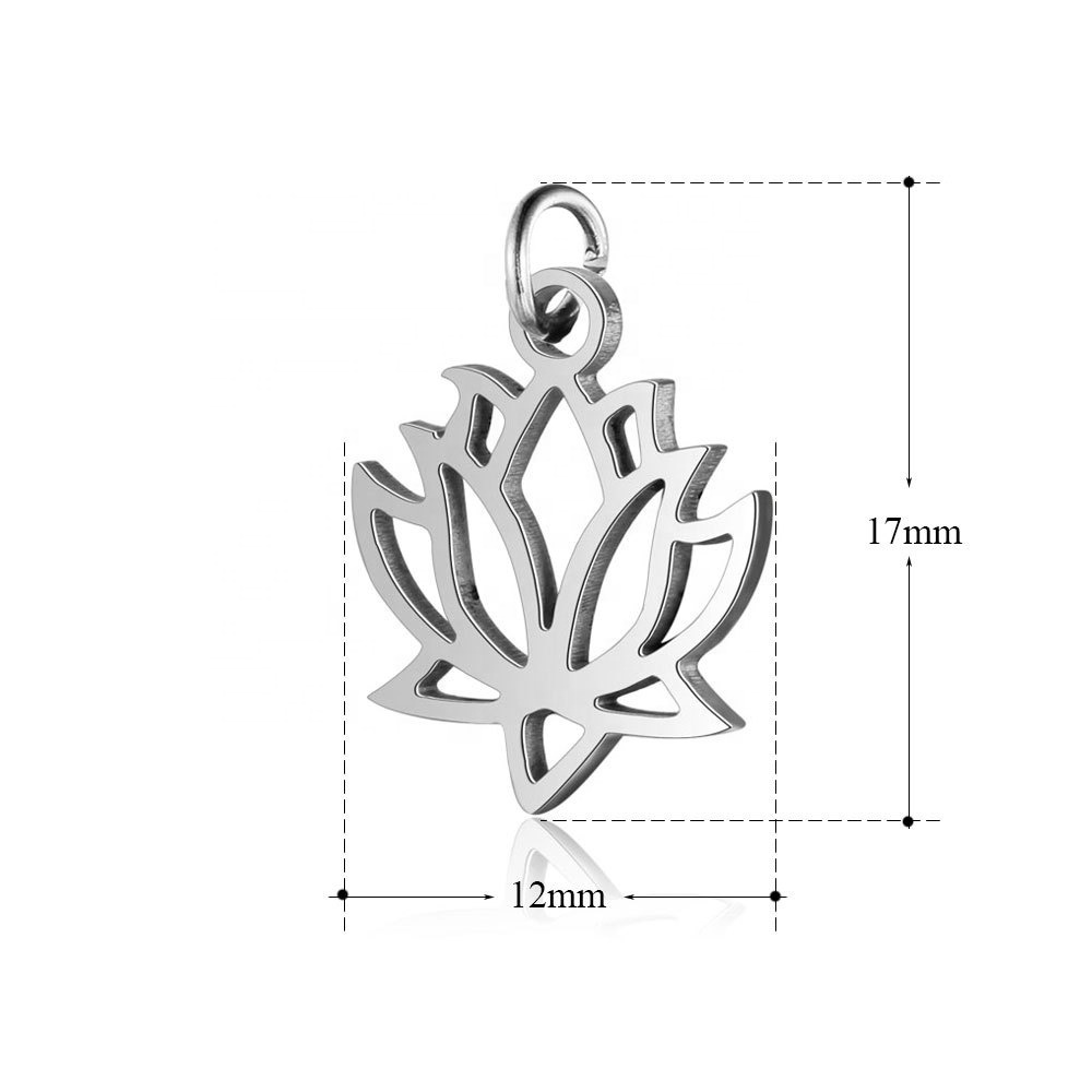 DIY Wholesale Gold Lotus flower charm pendant jewelry accessory stainless steel lotus pendant charms for jewelry necklace making