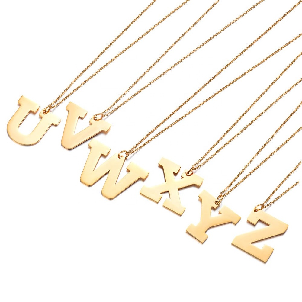 Newest Hot Fashion Letter Necklaces Pendants A to Z Stainless Steel Choker Necklace Women/Men Jewelry Statement Necklace Kolye