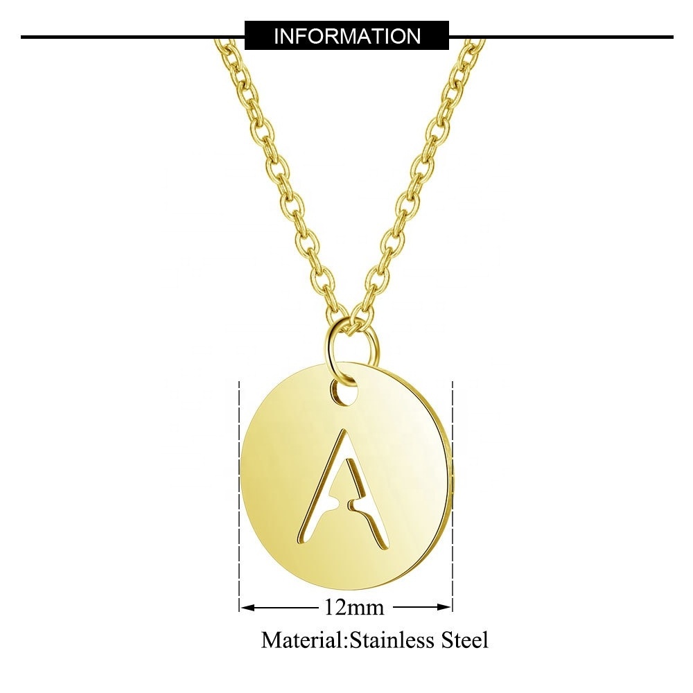 High quality personalized 100% Stainless Steel Gold Filled AZ Initial Name Charm Necklace for Women letter Jewelry Necklace Gift