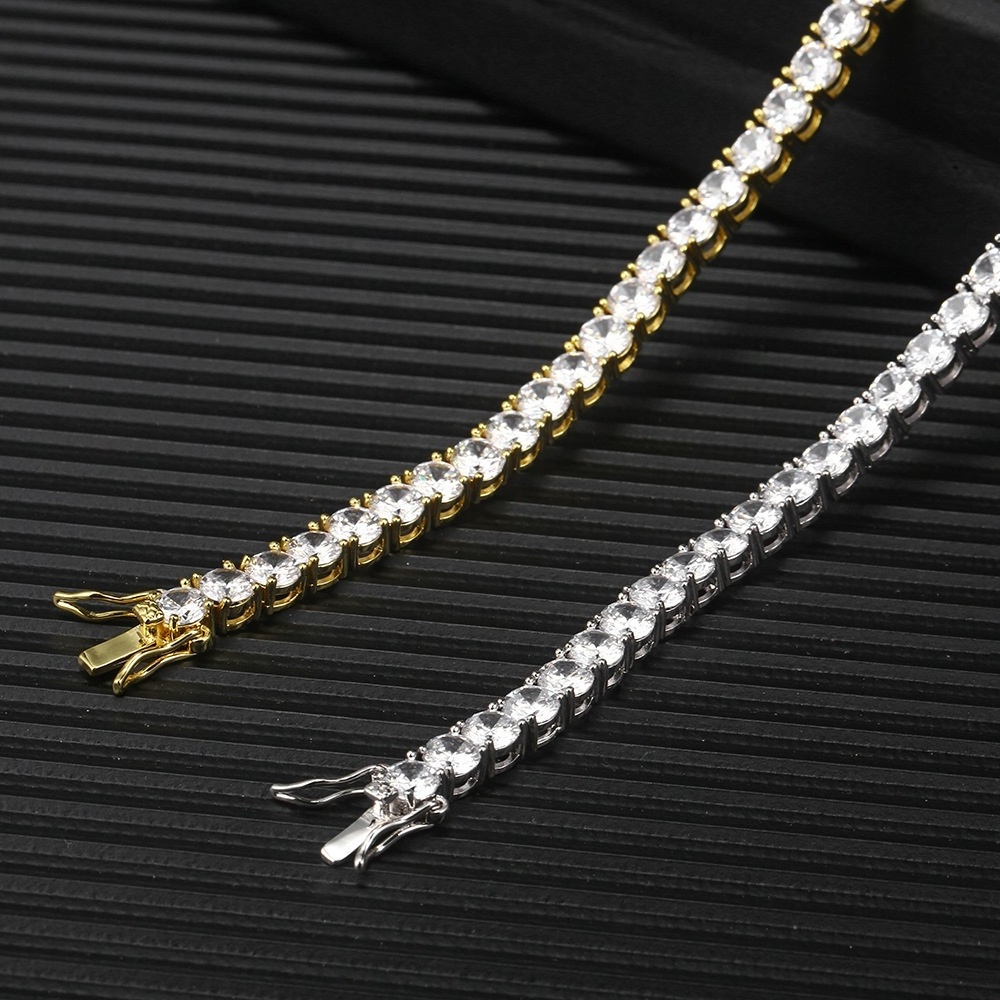 New Tennis Bracelet Gold Silver Rose Color Men Women Bling Diamond Bracelet Link Chain Ankle Hip Hop Jewelry Bracelets