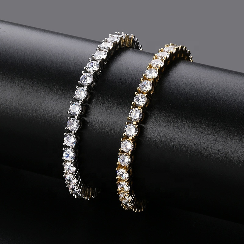 New Tennis Bracelet Gold Silver Rose Color Men Women Bling Diamond Bracelet Link Chain Ankle Hip Hop Jewelry Bracelets